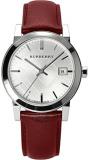 Burberry White Silver Dial Red Leather Ladies Watch BU9129