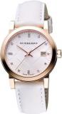 Burberry bu9130–Watch for Women, White Leather Strap