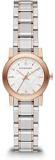 Burberry The City Swiss Luxury Women 26mm Round Stainless Steel Watch Rose Gold/Stainless Steel Band Silver Date Dial BU9205