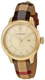 Burberry Gold Dial Stainless Steel Leather Textile Quartz Ladies Watch BU10104