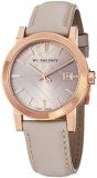 Burberry Luxury Rare Rose Gold Watch Womens Unisex Men The City Beige Authentic Leather Beige Dial Date BU9109