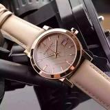 Burberry Luxury Rare Rose Gold Watch Womens Unisex Men The City Beige Authentic Leather Beige Dial Date BU9109