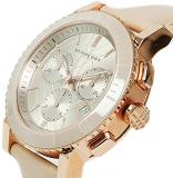 The City Swiss Luxury Ceramic Women 38 mm Round Rose Gold Chronograph Watch Nude Leather Band Nude Date Dial BU 9704