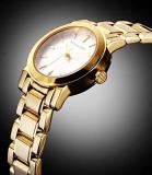 Burberry The City SWISS LUXURY Women 26mm Round Gold Watch Gold Band White Date Dial BU9203