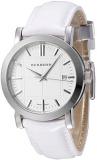 Unisex Watch Heritage Swiss Luxury Round Stainless Steel White Date Dial White Leather Band 38 mm BU 1380