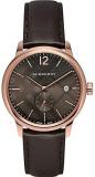 Burberry Men's BU10012 Check Stamped Round Dial Watch, 40mm - Chocolate Brown/ Rose Gold