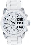 Stainless Steel Case Silicone Bracelet Chronograph White Dial