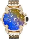 Diesel Little Daddy Men's Quartz Watch with Black Dial Analogue Display and Gold Stainless Steel Bracelet Dz7347
