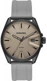 Diesel MS9 - Men's 3-Hand Analog Watch with Silicone Band and Gray Dial - DZ1878