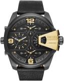 Diesel Men's Quartz Watch with Black Dial Analogue Display and Black Leather Bra...