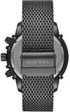 DIESEL GRIFFED Chronograph Watch with Grey Stainless Steel mesh Strap for Men DZ4536