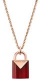 Michael Kors Women's Semi-Precious 14k Rose Gold-Plated Sterling Silver Padlock Necklace-MKC1039AD791