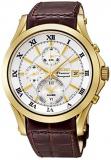 Seiko–Chronograph SNAF22P1–Watch Men–Quartz–White dial–Brown Leather Bracelet