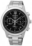 Seiko SSB139P1 Men's Watch, Quartz Chronograph, Black Dial, Grey Steel Strap