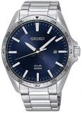 Seiko Solar Mens Analogue Solar Watch with Stainless Steel Bracelet SNE483P1