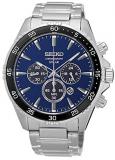 SEIKO Mens Chronograph Solar Powered Watch with Stainless Steel Strap SSC445P1