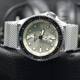 Seiko 5 Sports Champagne Dial Silver Steel Mesh Bracelet Automatic Men’s Watch SRPE75K1