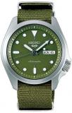 Seiko Men's 5 Sports Automatic Watch with NATO Green Dial and Strap, SRPE65K1.