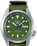 Seiko Men's 5 Sports Automatic Watch with NATO Green Dial and Strap, SRPE65K1.