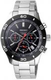 Seiko Men's Quartz Watch with Black Dial Analogue Display and Silver Stainless Steel Bracelet SSB053P1