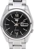Seiko Men's 5 Automatic SNKL55K Silver Stainless-Steel Automatic Watch with Black Dial