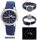 Seiko Men's 5 Automatic SNK807K2 Blue Cloth Automatic Watch with Blue Dial