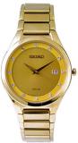 Seiko Mens Solar Powered Gold Plated Wrist Watch with Diamonds SNE384P9
