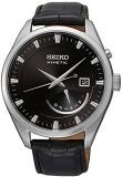 Seiko Men's 42MM Black Calfskin Band Steel CASE Quartz Analog Watch SRN045P2