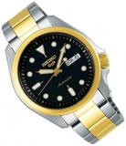 Seiko 5 Sports Black Dial Silver and Gold Stainless Steel Bracelet Men’s Watch SRPE60K1