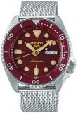 Seiko 5 Sports Suits Style Automatic Men's Watch with Red Dial and Mesh SRPD69K1