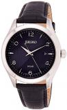 SEIKO Mens Analogue Solar Powered Watch with Leather Strap SNE491P1