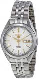 Seiko 5 SNKL17 Men's Stainless Steel White Dial Gold Index Day Date Automatic Wa...