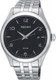 Seiko Mens Analogue Solar Powered Watch with Stainless Steel Strap SNE489P1