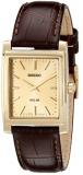 Seiko Men's SUP896 Gold-Tone and Brown Leather Solar-Power Dress Watch