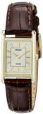 Ladies Womens Gold Tone Seiko Solar Watch on Brown Leather Strap. SUP252P1