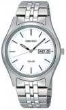 Seiko Men's Analog Solar Powered Watch with Stainless Steel Strap SNE031P1