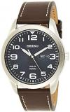 SEIKO Mens Analogue Solar Powered Watch with Leather Strap SNE475P1