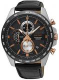 Seiko Men's Chronograph Quartz Watch with Leather Strap SSB265P1