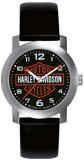 Harley Davidson Bulova Mens's Bar &amp; Shield Logo Watch. Tried and true. Black dial. Stainless steel case. Black leather strap. 76A04