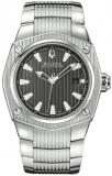 Bulova 63B101 Men's Watch 63B101 with Round Black Dial Stainless Steel Bracelet