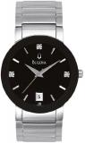 Bulova Men's Diamond Black Dial Steel Bracelet Watch - 96D18