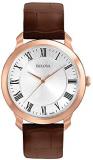 Bulova Men's 97A107 Gold-Tone Stainless Steel Watch with Brown Leather Strap