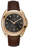 Bulova Accu Swiss Telc Men's Automatic Watch with Black Dial Analogue Display and Brown Leather Strap 64B126