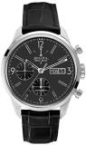 Bulova Accu Swiss Murren Men's Automatic Watch with Black Dial Chronograph Display and Black Leather Strap 63C115