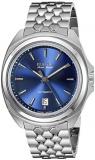 Bulova AccuSwiss Telc Men's Automatic Watch with Blue Dial Analogue Display and Silver Stainless Steel Bracelet 63B186