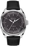 Bulova Accu Swiss Tellaro Men's Automatic Watch with Grey Dial Analogue Display and Black Leather Strap 63B188