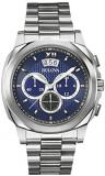 Bulova Classic Dress Men's Quartz Watch with Blue Dial Analogue Display and Silver Stainless Steel Bracelet 96B219