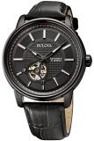Bulova Automatic Men's Watch with Black Dial Analogue Display and Black Leather Strap 98A139
