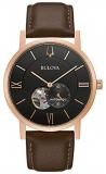 Bulova Men Analog Automatic Watch with Leather Strap 97A155