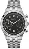 Bulova Men's Designer Chronograph Watch Stainless Steel / Leather Strap Wrist Watch